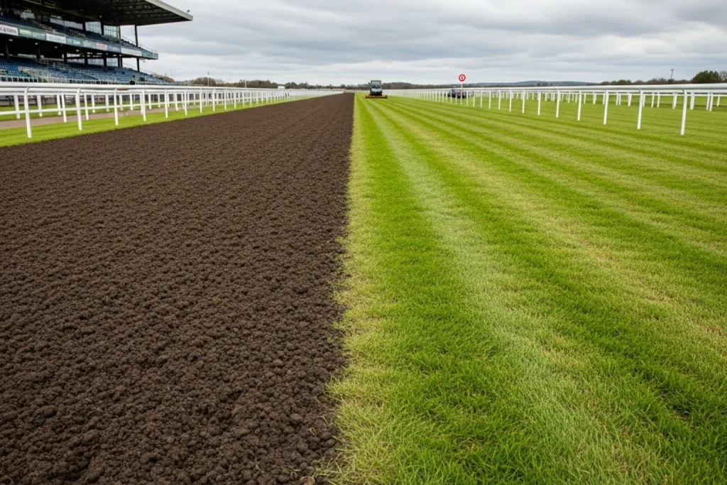 Ayr 6f sprint track showing ground conditions affecting draw bias