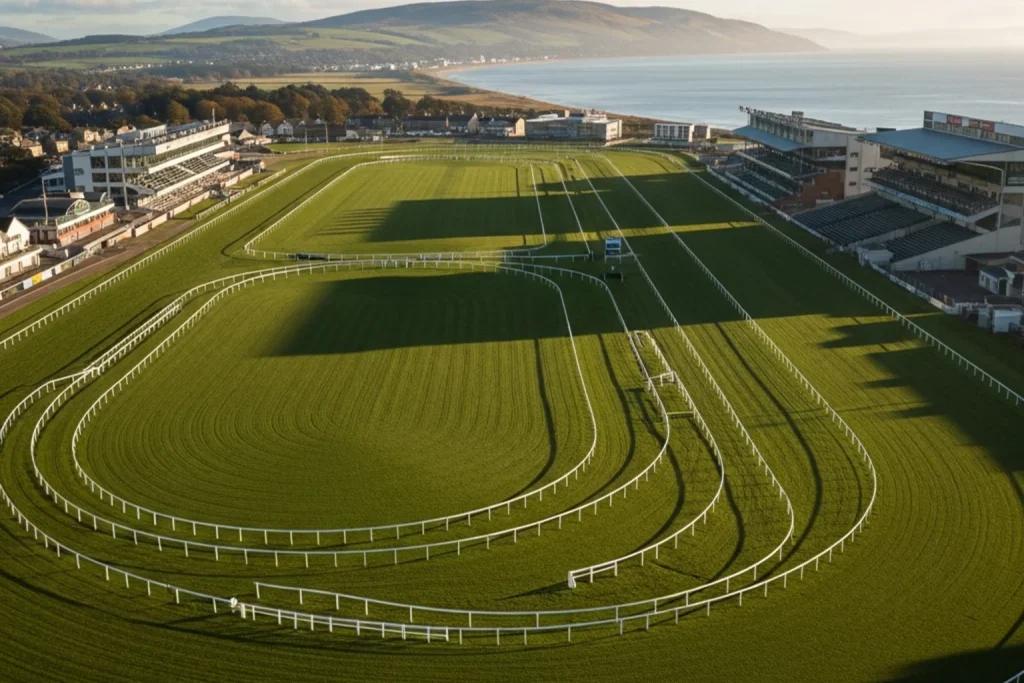 Ayr Racecourse track layout with left-handed oval and sprint straight