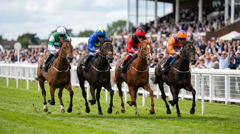 Sprint horses racing for Ayr Silver Cup and Bronze Cup